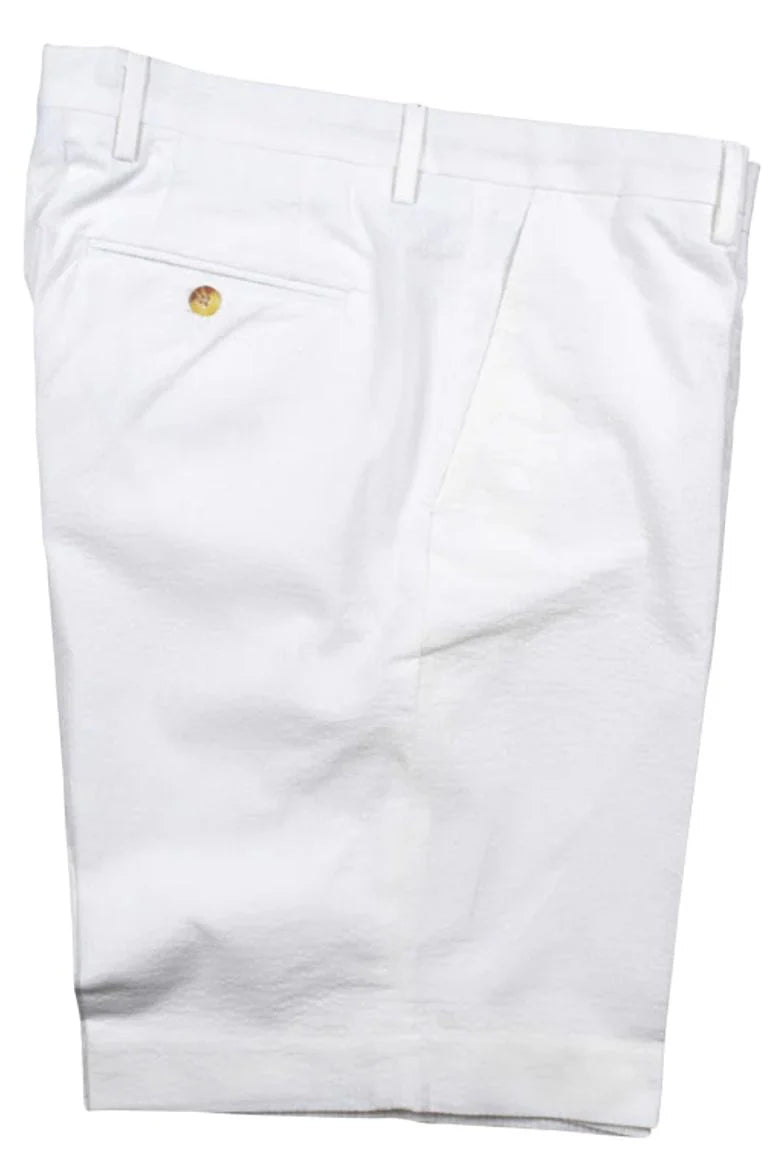 Seersucker Cotton Short in White, Size 32 (Hampton9 Plain Front) by Berle