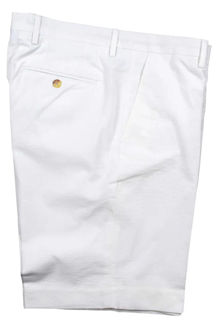 Seersucker Cotton Short in White, Size 32 (Hampton9 Plain Front) by Berle