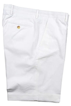 Seersucker Cotton Short in White, Size 32 (Hampton9 Plain Front) by Berle