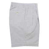 Seersucker Pleated Cotton Short in Grey and White (Ascot Double Reverse Pleat) by Berle