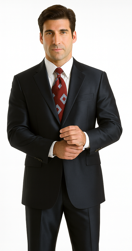Sharkskin Shiny Sheen 2 Button Dark Blue Sharkskin Men'S Suit