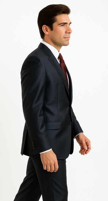 Sharkskin Shiny Sheen 2 Button Dark Blue Sharkskin Men'S Suit