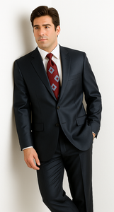 Sharkskin Shiny Sheen 2 Button Dark Blue Sharkskin Men'S Suit