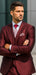 Shiny Burgundy Vested Suit - 3 Pieces Maroon Flashy Suit