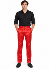 Shiny Dress Pants - Sateen Red Mens Pants