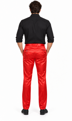 Shiny Dress Pants - Sateen Red Mens Pants