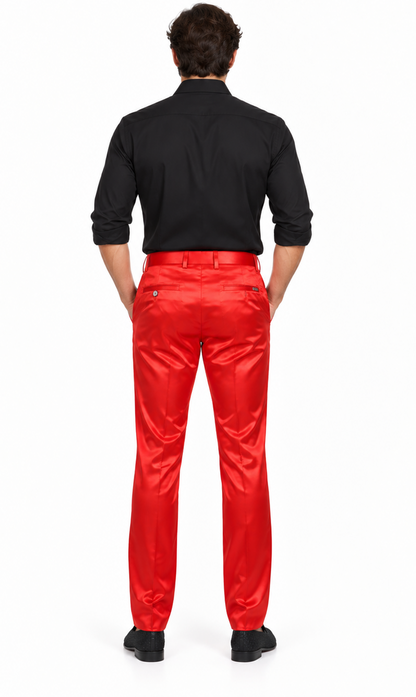 Shiny Dress Pants - Sateen Red Mens Pants