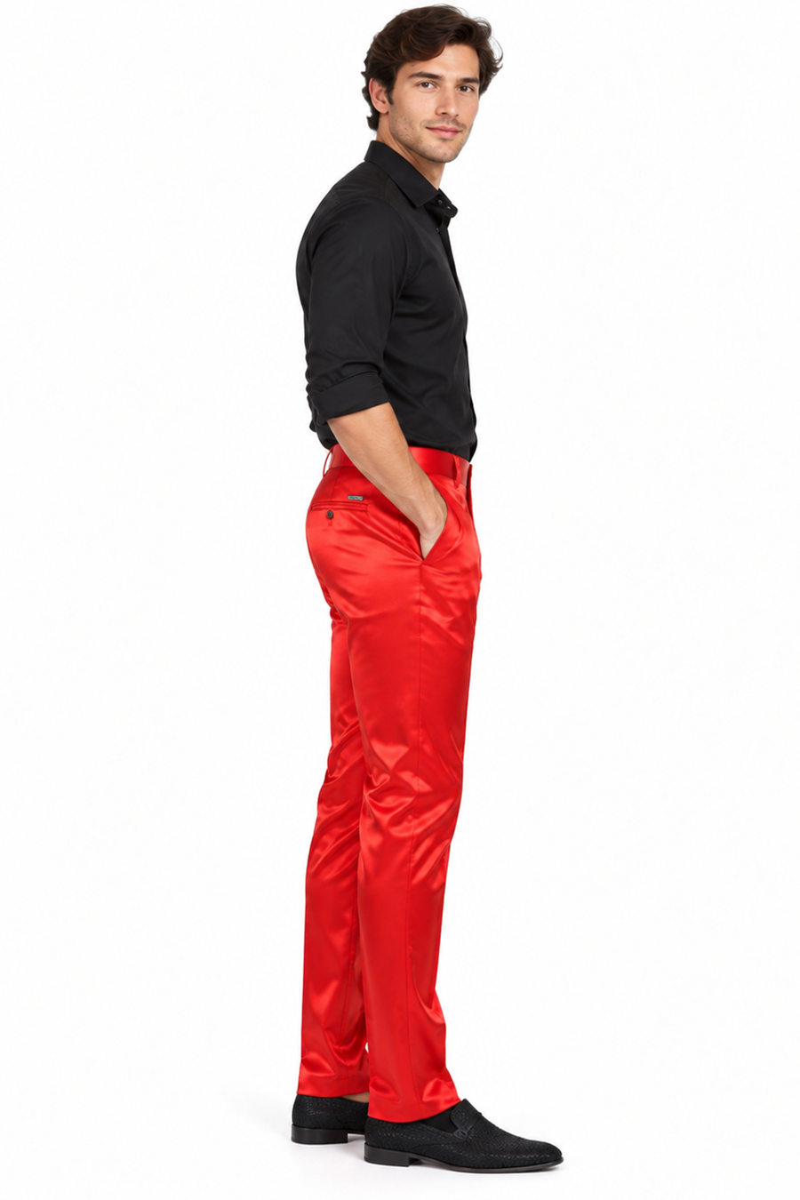 Shiny Dress Pants - Sateen Red Mens Pants