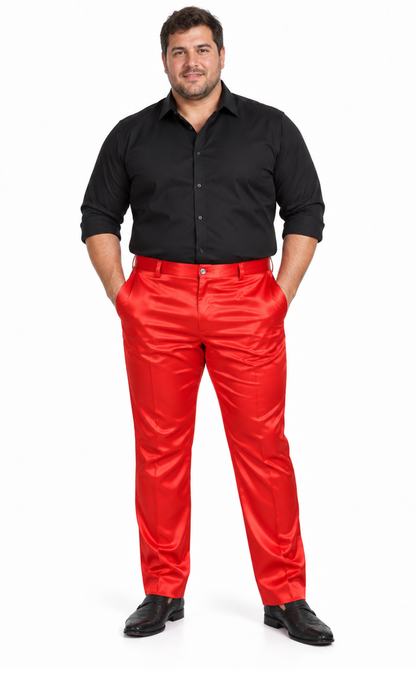 Shiny Dress Pants - Sateen Red Mens Pants