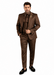 Shiny Satin Charmeuse Metallic Stripe Sheen Monochromatic Pinstripe Suit By Rossiman in Color Brown Tailored Fit + Matching Shirt Tie (4-Piece)