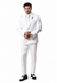 Shiny Satin Charmeuse Metallic Stripe Sheen Monochromatic Pinstripe Suit By Rossiman in Color White Tailored Fit + Matching Shirt Tie (4-Piece)