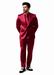 Shiny Satin Charmeuse Metallic Stripe Sheen Monochromatic Pinstripe Suit By Rossiman in Color Burgundy Tailored Fit + Matching Shirt Tie (4-Piece)