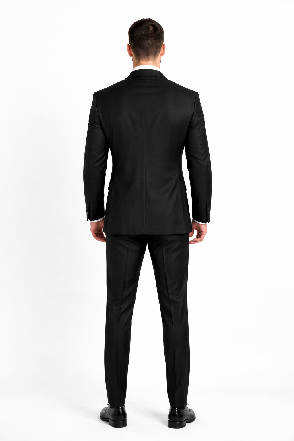 Shiny Sharkskin Jet Black 2 Button Style Jacket Flat Front Pants New Style