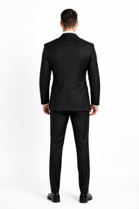 Shiny Sharkskin Jet Black 2 Button Style Jacket Flat Front Pants New Style