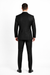 Shiny Sharkskin Jet Black 2 Button Style Jacket Flat Front Pants New Style