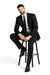 Shiny Sharkskin Jet Black 2 Button Style Jacket Flat Front Pants New Style