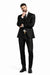 Shiny Sharkskin Jet Black 2 Button Style Jacket Flat Front Pants New Style