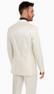 Shiny Sharkskin Metallic 2 Button Suits Off-White