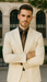 Shiny Sharkskin Metallic 2 Button Suits Off-White