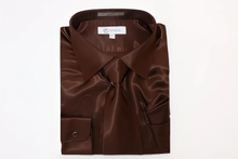 Affordable Clearance Cheap Mens Dress Shirt Sale Online Trendy - FerSH1 Men'S Shiny Luxurious Shirt Dark Brown