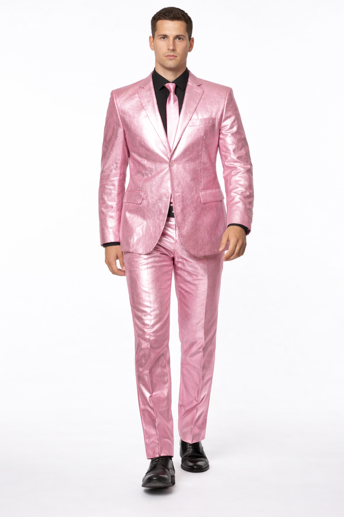 Shiny Metallic Party Pink Suit