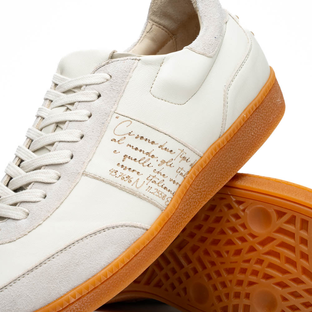 Zelli Shizzo Signature Sneaker in White Calfskin and Suede