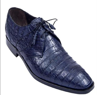 Mens Los Altos Navy Genuine Crocodile Caiman Belly Oxford