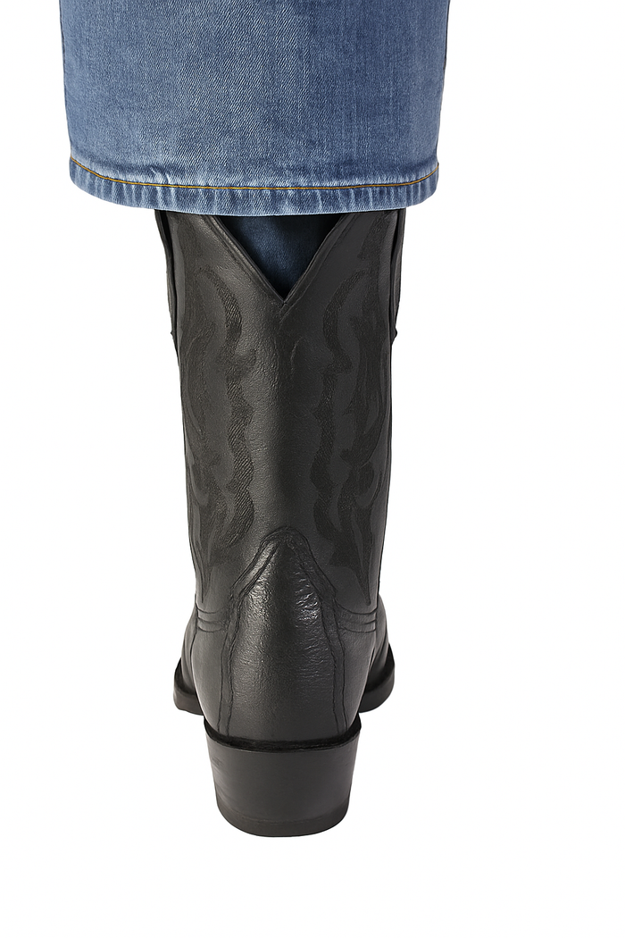 Los Altos Boots Lizard Teju R-Toe Black Cowboy Boots - Image 5