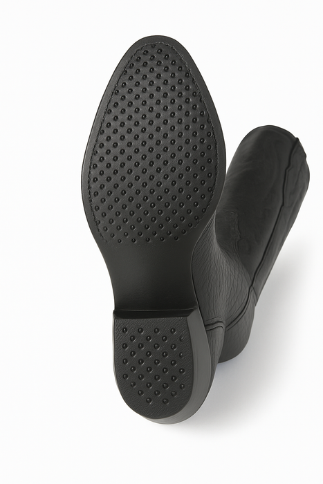 Los Altos Boots Lizard Teju R-Toe Black Cowboy Boots