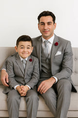 Dad And Son Two Button Gray Matching  Perfect for toddler Suit wedding  attire outfits Suits - Image 7