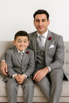 Dad And Son Two Button Gray Matching  Perfect for toddler Suit wedding  attire outfits Suits - Image 7