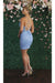 Quince Dama Dresses - Short Quinceanera Dresses in Color Dusty Blue