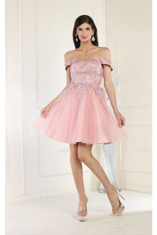 Quince Dama Dresses - Short Quinceanera Dresses in Color Dusty Rose