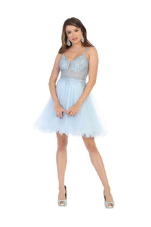 Quince Dama Dresses - Short Quinceanera Dresses in Color Baby Blue