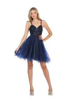 Quince Dama Dresses - Short Quinceanera Dresses in Color Navy