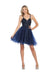 Quince Dama Dresses - Short Quinceanera Dresses in Color Navy