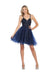 Quince Dama Dresses - Short Quinceanera Dresses in Color Navy