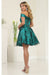 Quince Dama Dresses - Short Quinceanera Dresses in Color Hunter Green
