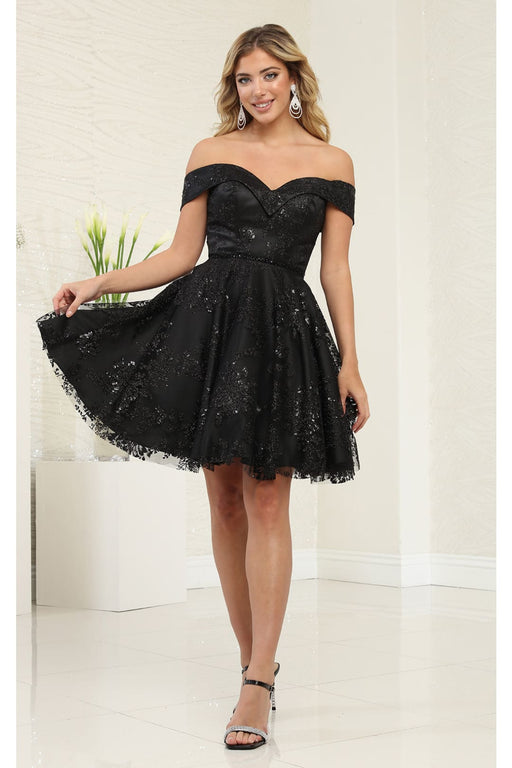Quince Dama Dresses - Short Quinceanera Dresses in Color Black