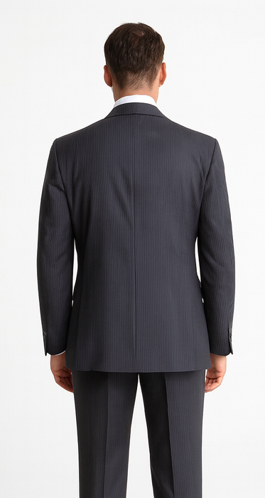Signature Platinum Stays Cool Discounted Sale Men'S 3 Piece Grey Pinstripe Italian Design Three Piece Suit