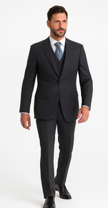 Signature Platinum Stays Cool Discounted Sale Men'S 3 Piece Grey Pinstripe Italian Design Three Piece Suit