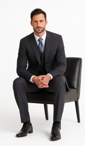 Signature Platinum Stays Cool Discounted Sale Men'S 3 Piece Grey Pinstripe Italian Design Three Piece Suit