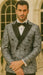 Silver Double Breasted Rough Streak Pattern Satin Peak Lapel Stacy Adams Men's Jacket