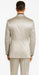 Men's Silver Satin Slim Fit Tazzio 3 Piece Suit with Double Breasted Vest and Peak Lapel Jacket