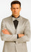 Men's Silver Satin Slim Fit Tazzio 3 Piece Suit with Double Breasted Vest and Peak Lapel Jacket