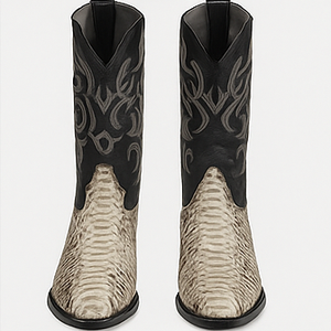 Natural Python Snakeskin J-Toe Cowboy Boots