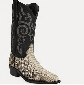 Natural Python Snakeskin J-Toe Cowboy Boots