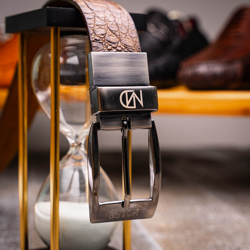 Marco Di Milano Silvio Belt Washed Brown Leather Loafer