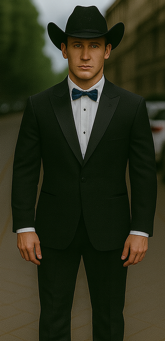 Single Button Peak lapel Tuxedo Black
