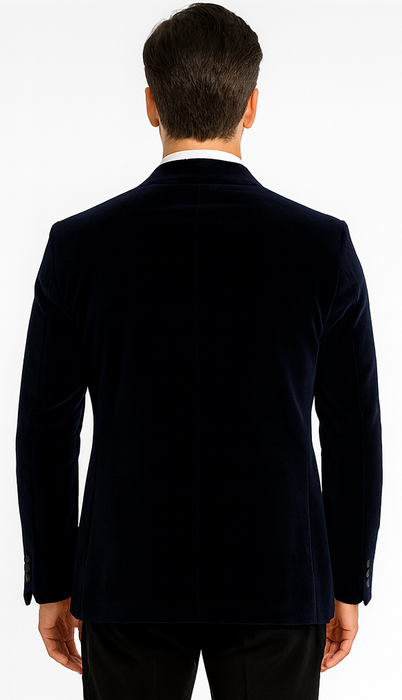 SKU#JA58428 Velvet Suit Matching Velvet Pants - Navy Suit